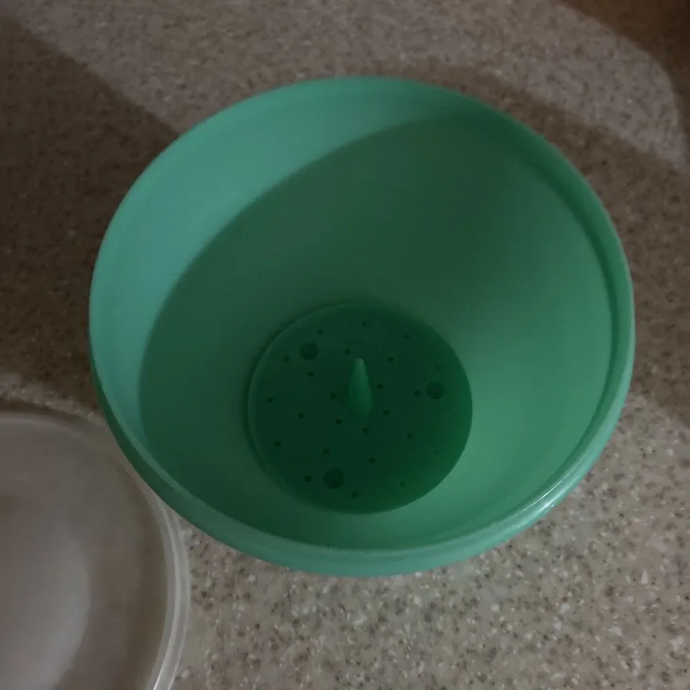 Vintage Tupperware Jadeite Green Lettuce Keeper & Spike USA #679-29 Excellent